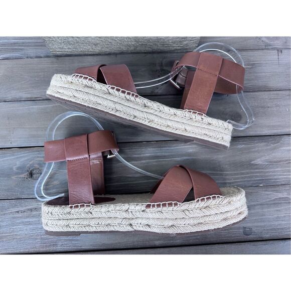 MARC FISHER‎ Vienna espadrille Leather Tan sandals Size 8.5 - Picture 7 of 10